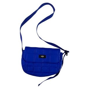 UGG Heritage Blue Quilted Nylon Puffer Crossbody Bag Messenger Flap Purse